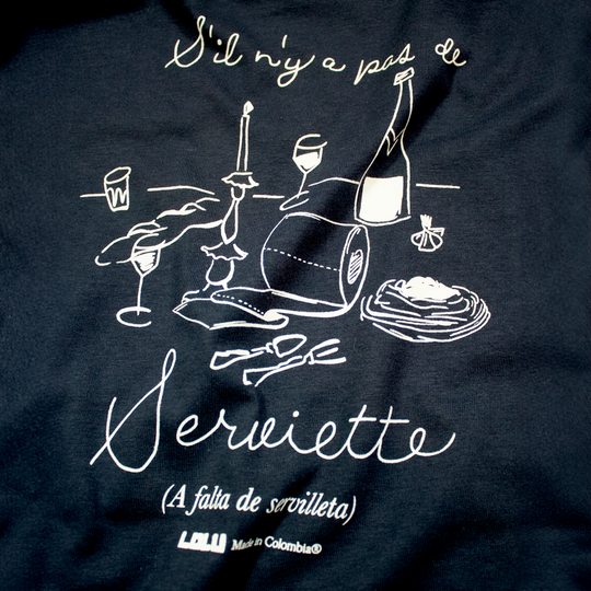 Camiseta Azul Serviette de Table (A falta de Servilleta)