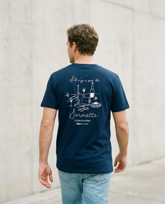 Camiseta Azul Serviette de Table (A falta de Servilleta)