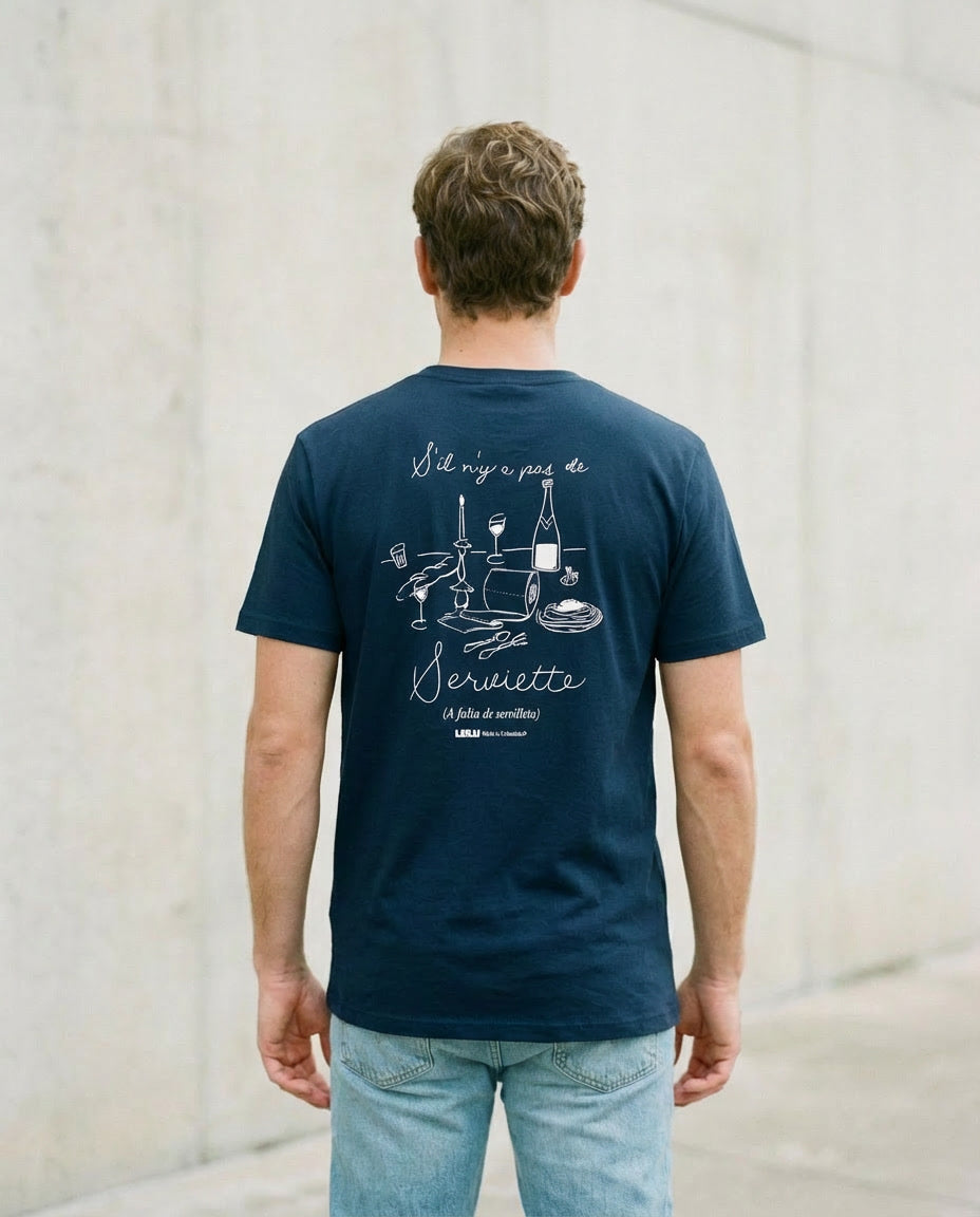 Camiseta Azul Serviette de Table (A falta de Servilleta)