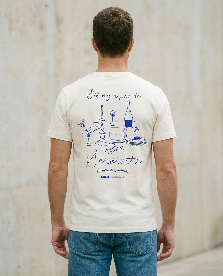 Camiseta Blanca Serviette de Table (A falta de servilleta)