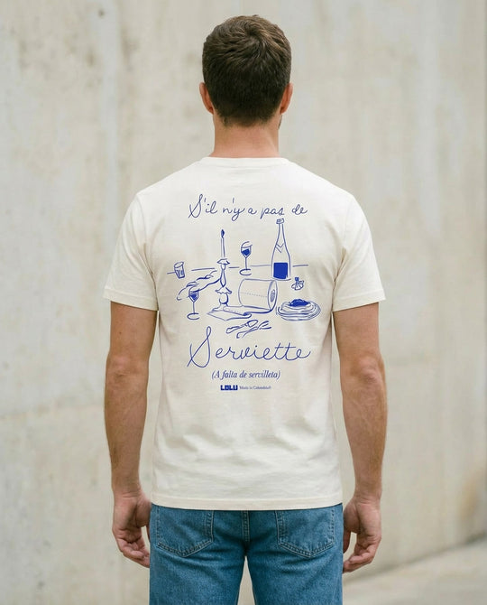 Camiseta Blanca Serviette de Table (A falta de servilleta)