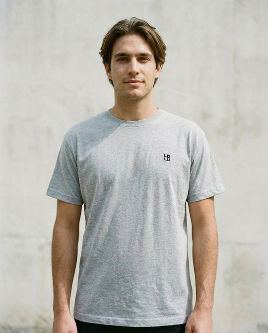 Camiseta Esencial Gris Jaspe – LOLU 100% Algodón